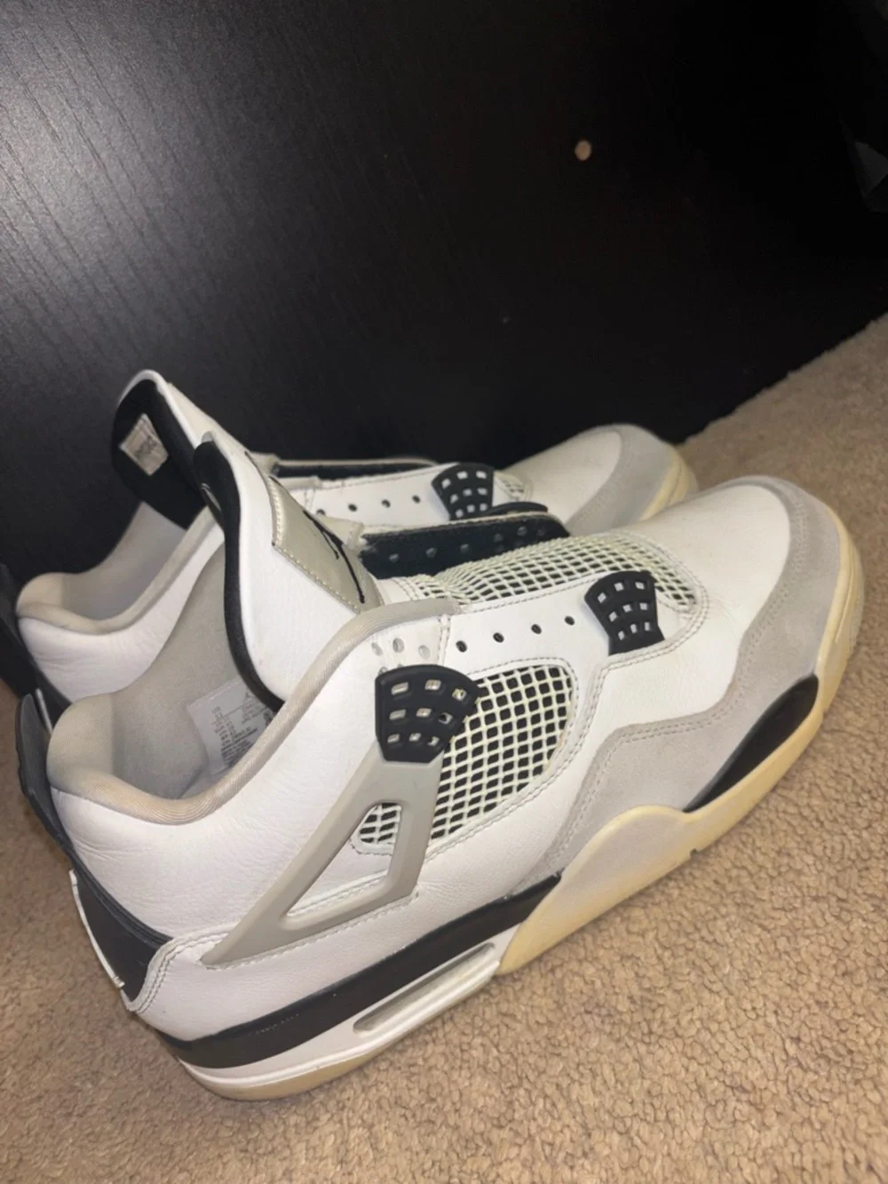Air Jordan 4 Retro White Oreo (Tech White) Men’s Sneakers No Laces‎ No Box Used